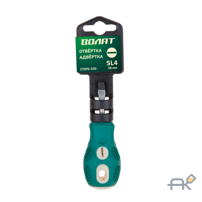 Отвертка `-` 4.0х 38мм SL ВОЛАТ (`бочка`. шлицевая Slotted. двухкомп. рукоятка Anti-Slip) (17095-430)